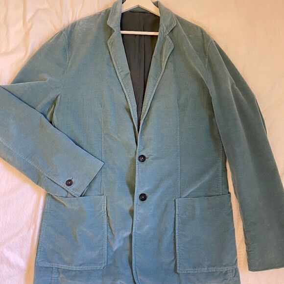JIL SANDER Relaxed fit, soft robin's-egg-blue cotton velvet blazer Size: EU 52 - Picture 2 of 11